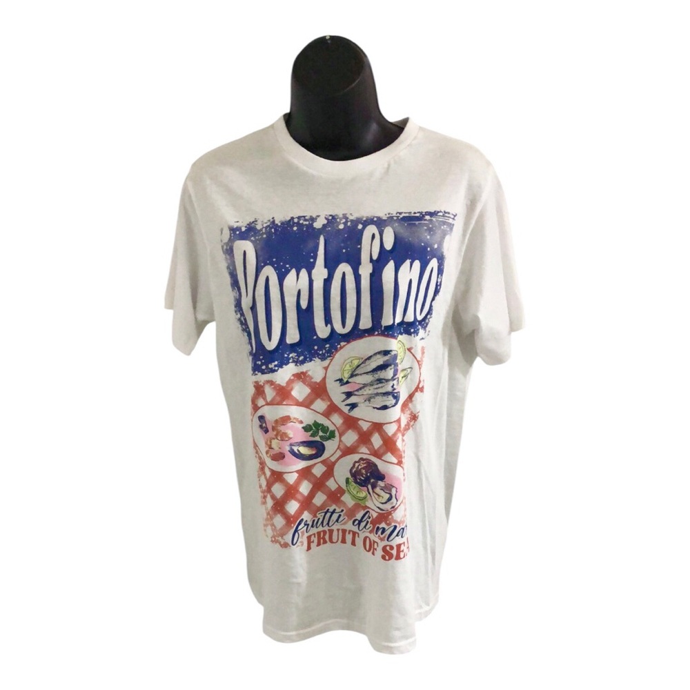 Portofino Frutti Di Mare Fruit Of The Sea Sardine White T-Shirt Size Large Brand